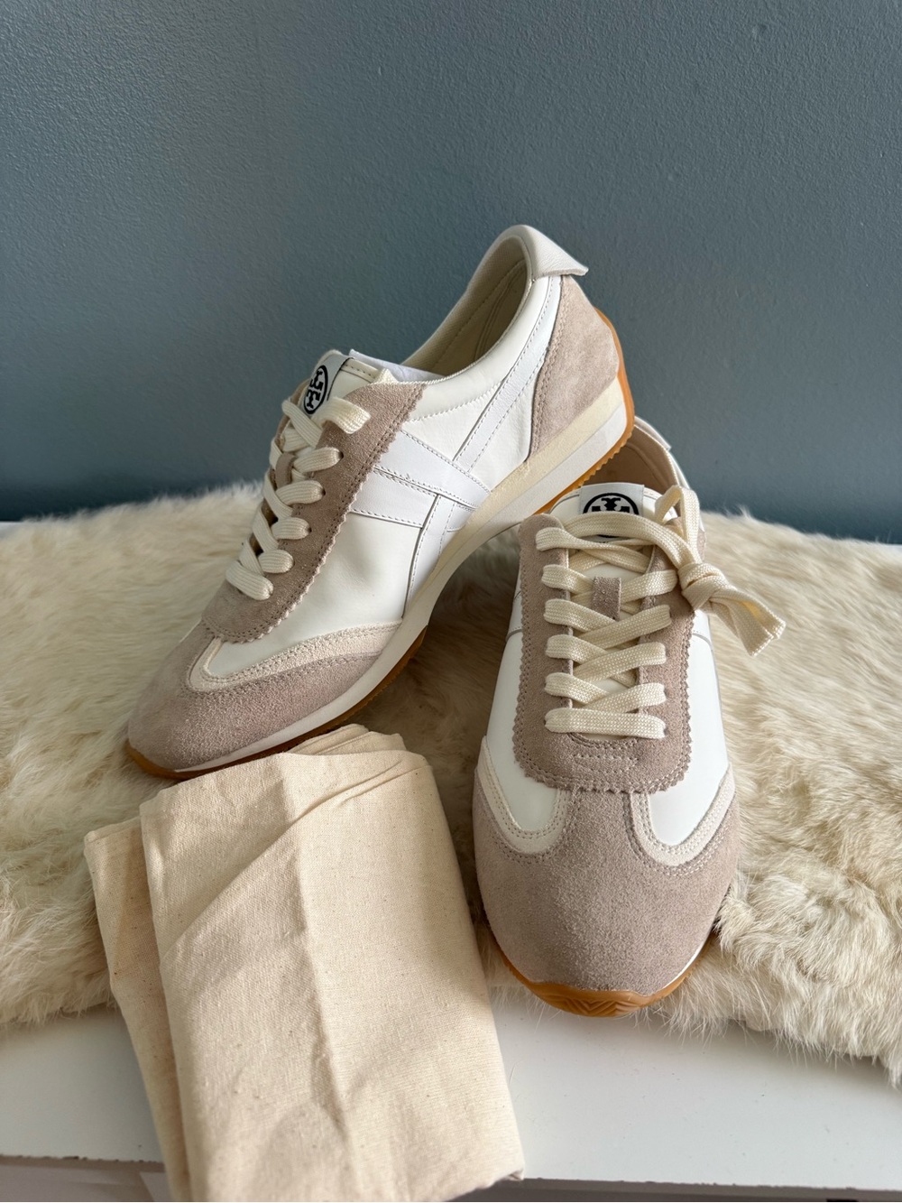 Tory Burch Leather Suede Hank Sneakers
